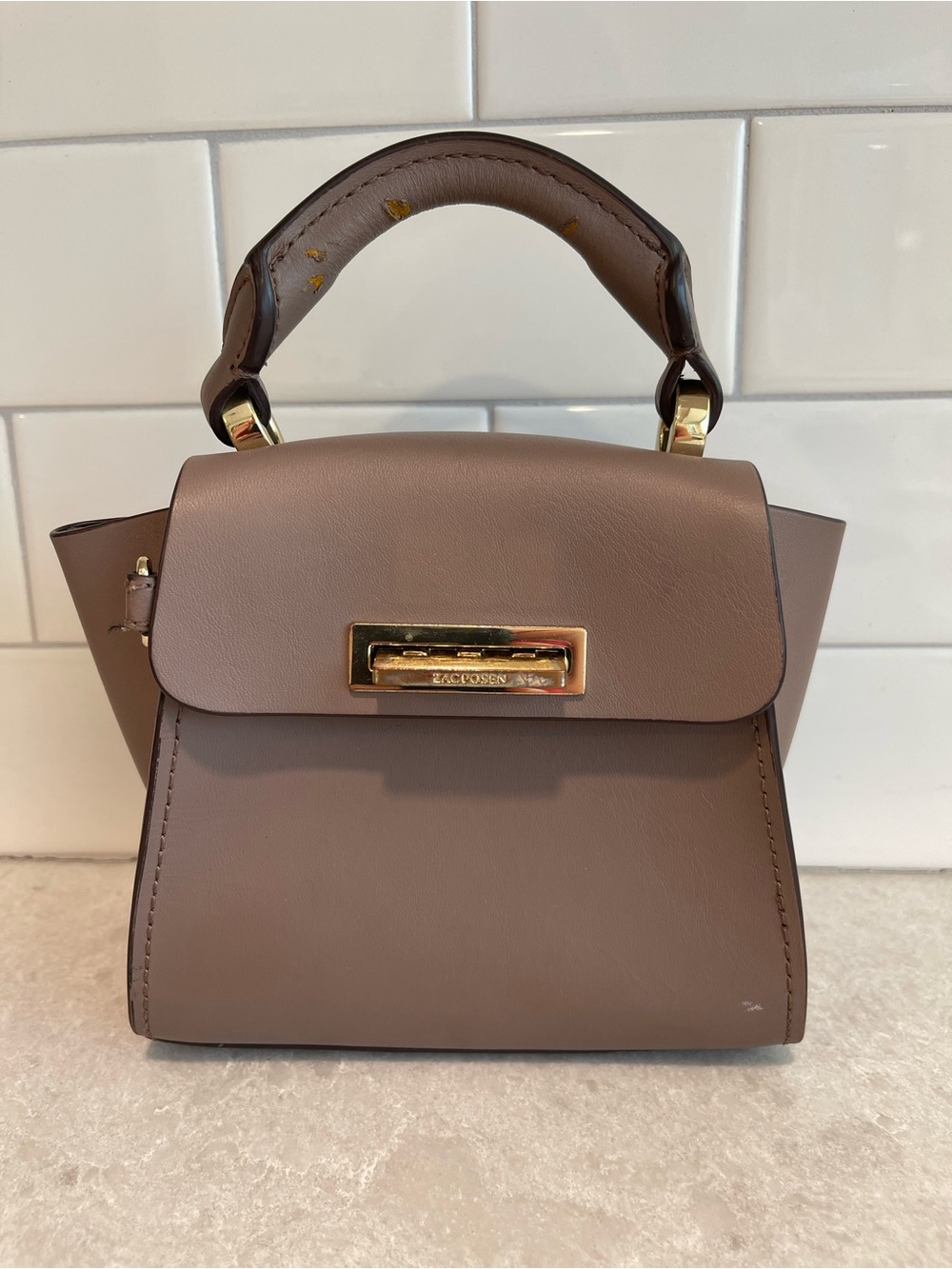 Zac Posen Earthen Mauve-Taupe Leather Top-Handle Satchel